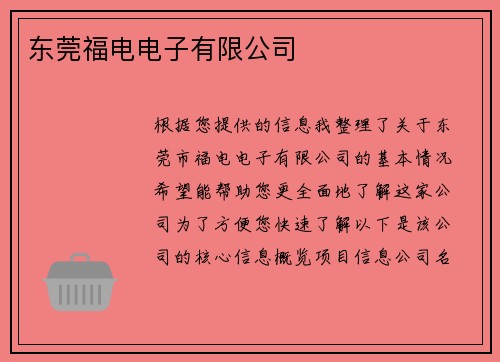 东莞福电电子有限公司